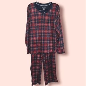Nautica Plaid Women's 2 pc Fleece Pajamas Size XL Draw String